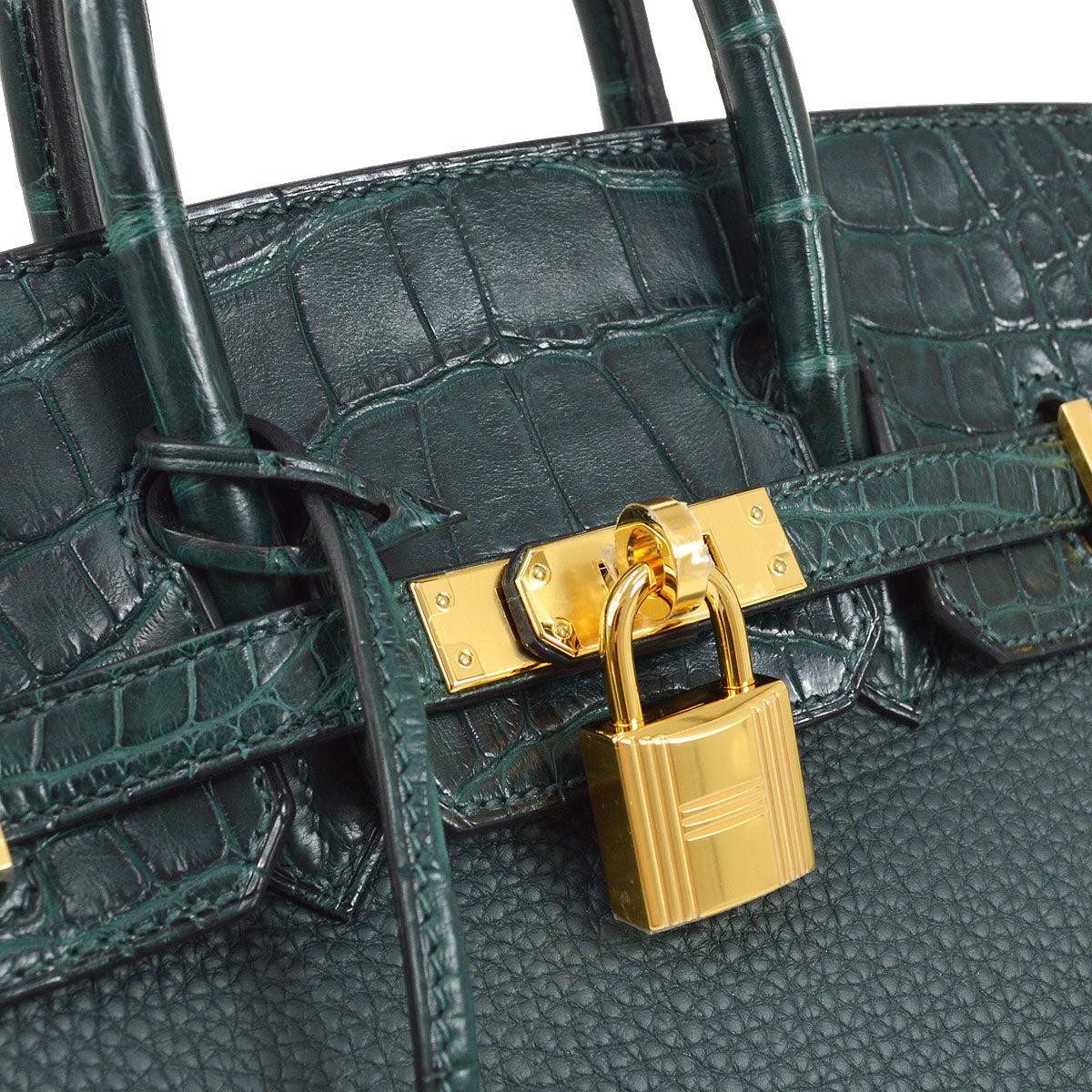 Pre-Owned Vintage Condition
From 2021 Collection
Vert Cypress
Togo Leather
Matt Alligator Crocodile 
Measures 9.75