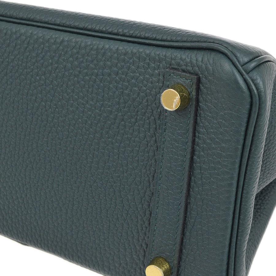 Black HERMES BIRKIN 25 Green Vert Cypress Togo Matt Alligator Leather Top Handle Bag For Sale