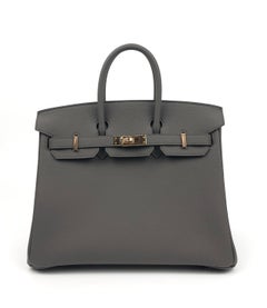 Hermes Birkin 25 Gris Etain Togo Rose Gold Hardware