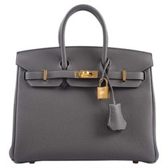 Hermès Birkin 25 Gris Meyer Togo Leather With Gold Hardware Handbag
