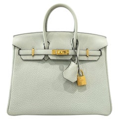 Hermes Birkin 25 Gris Neve Gray Togo Leder Gold Hardware Top Handle Bag