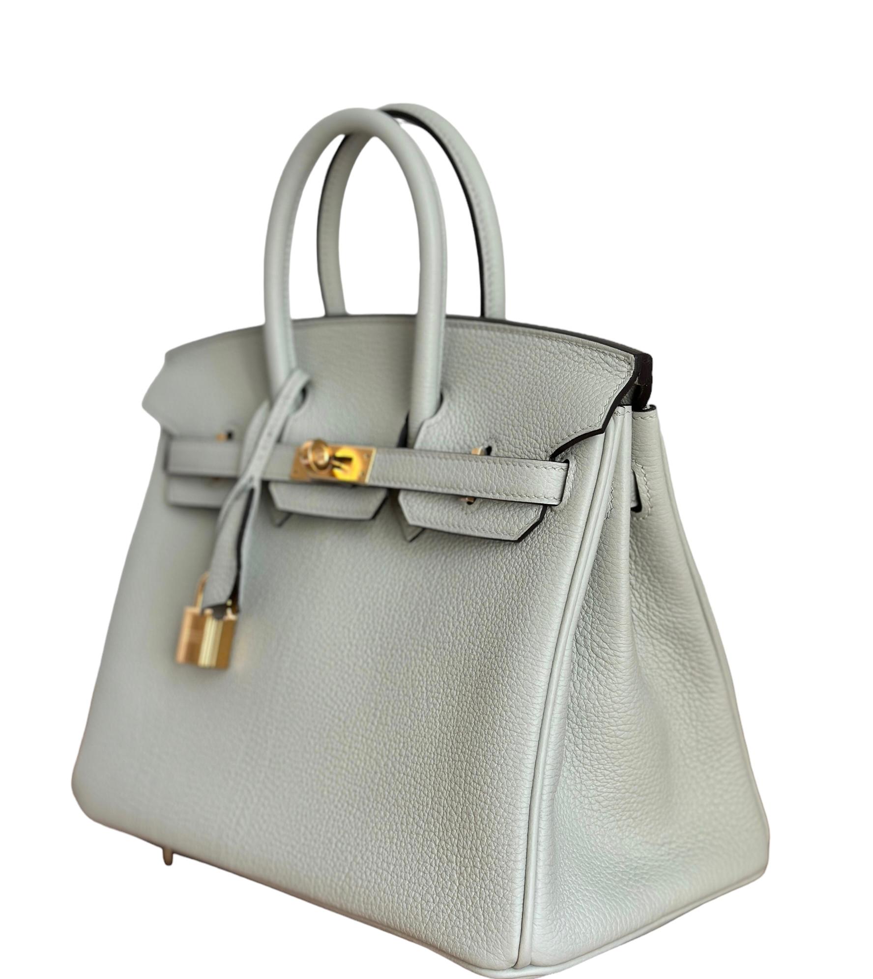 Femenino o masculino Bolso Hermès Birkin 25 Gris Neve Togo Oro