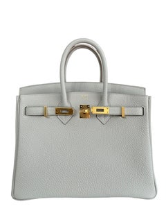 Hermes Birkin 25 Gris Perle Gray Togo Leather Handbag Gold Hardware NEW