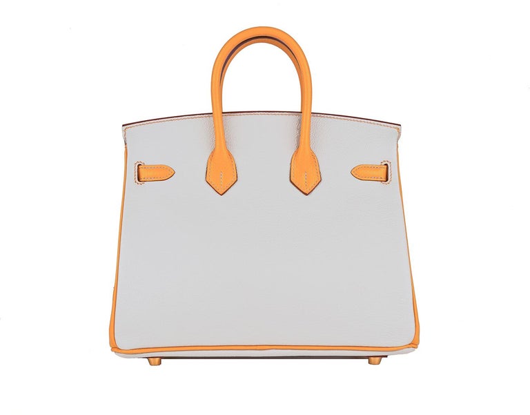 Hermes Birkin 25 Gris Perle Moutarde Special Order Chevre