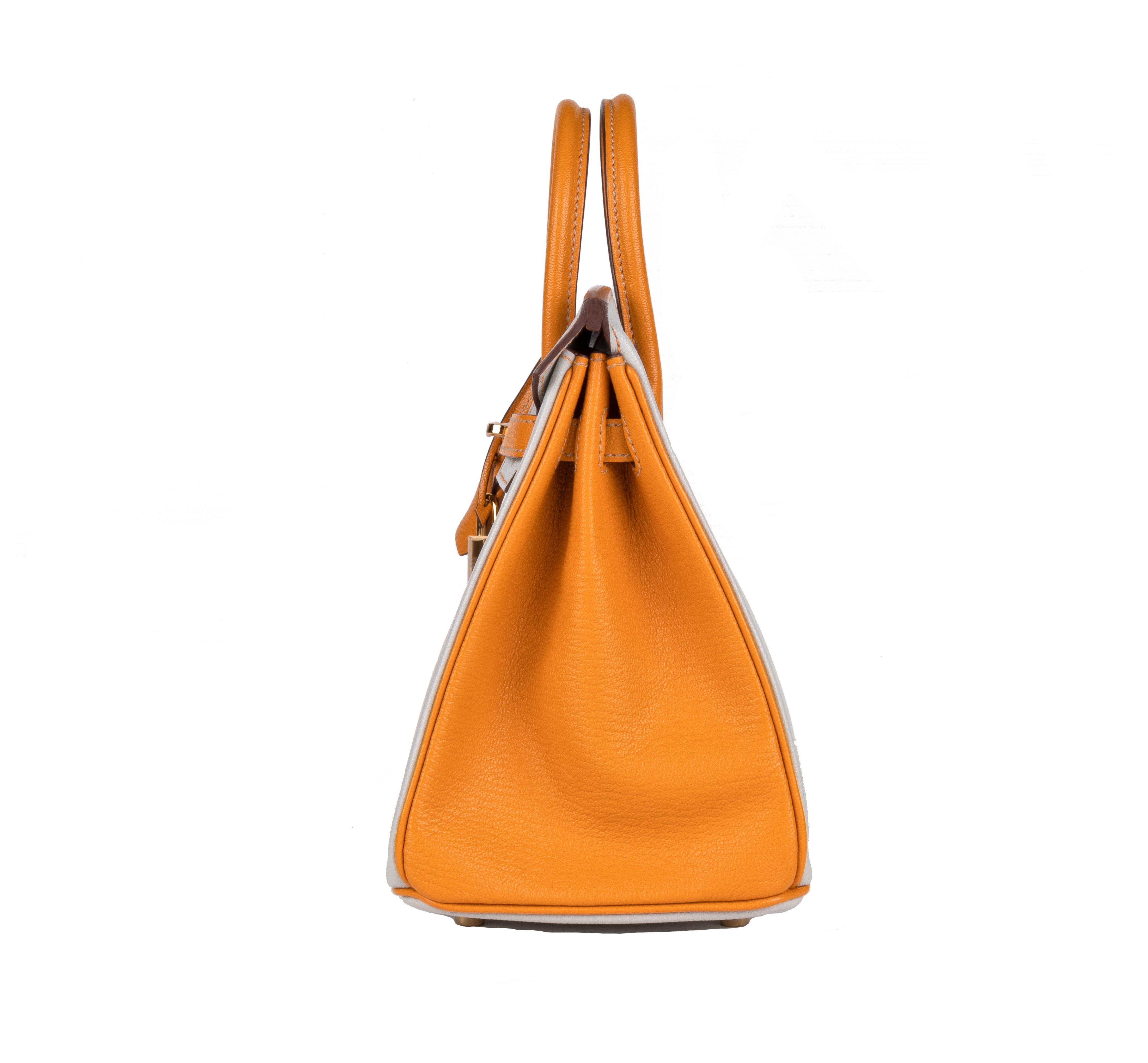 Femenino o masculino Hermes Birkin 25 Gris Perle Moutarde Pedido especial Chevre