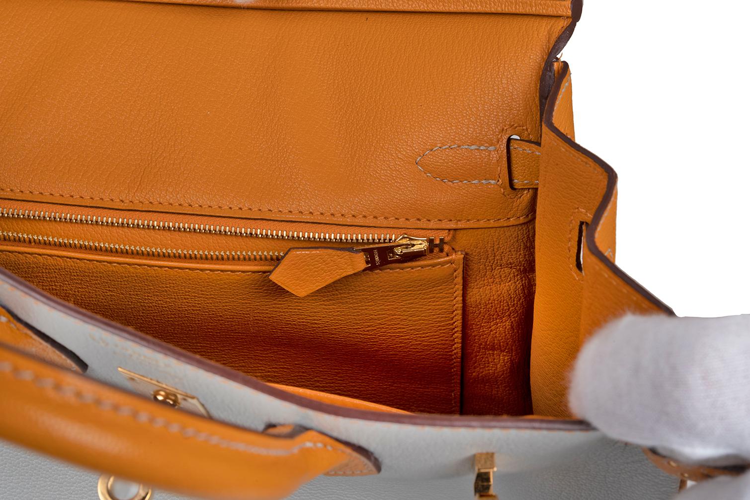 Hermes Birkin 25 Gris Perle Moutarde Pedido especial Chevre 2