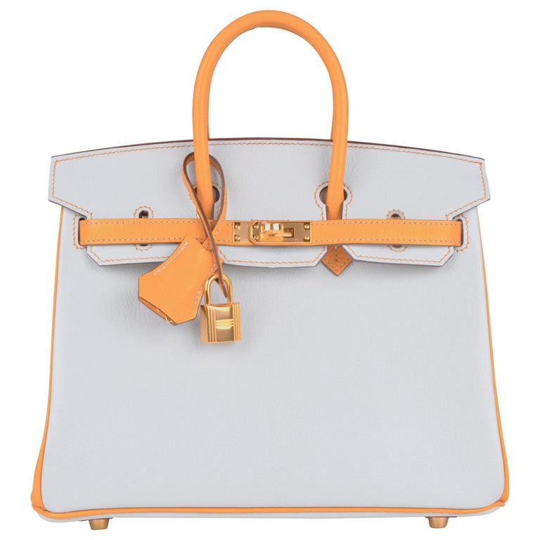 Hermes Birkin 25 Gris Perle Moutarde Special Order Chevre
