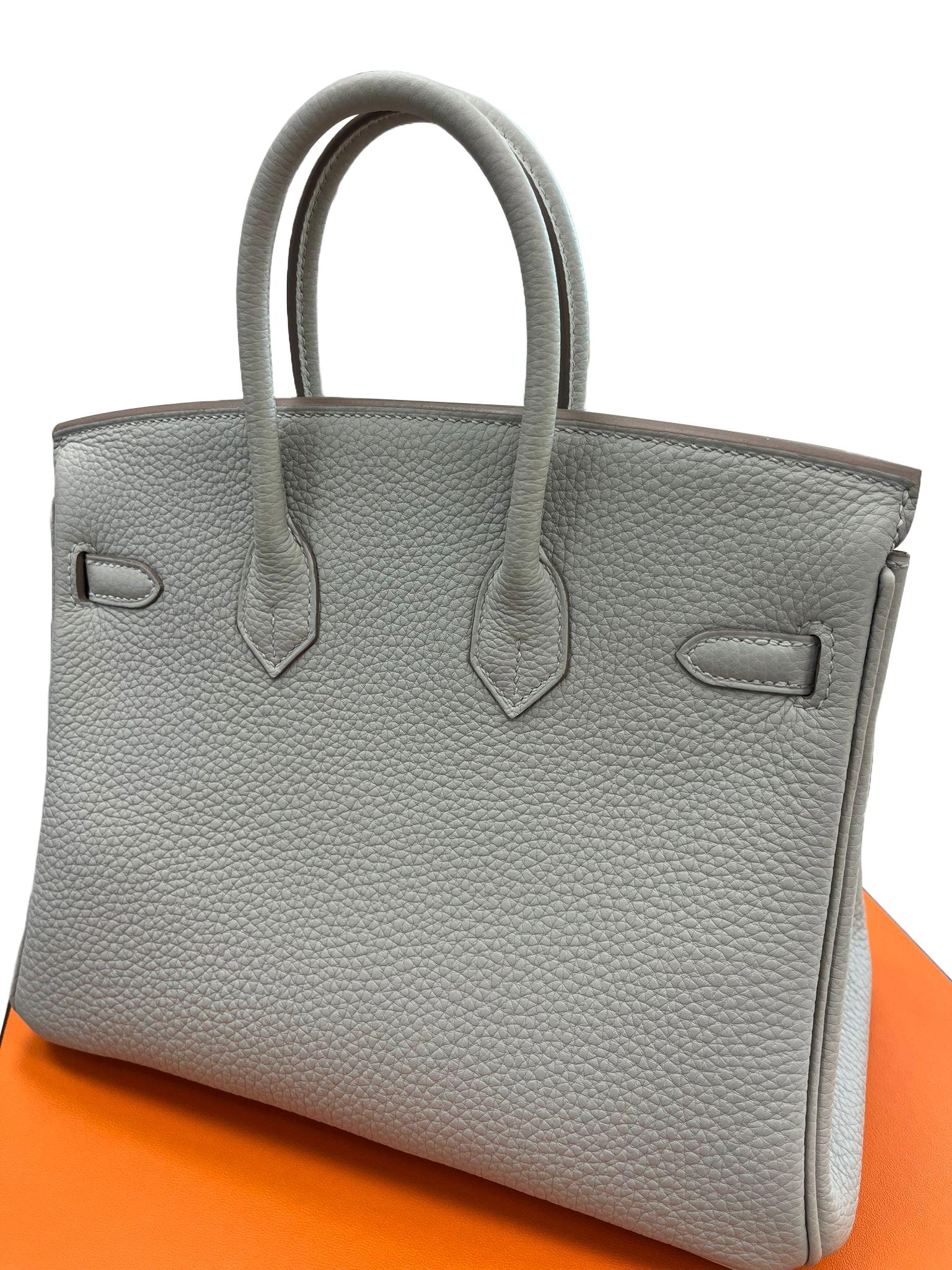 Hermes Birkin 25 Gris Perle Togo Leather With Gold Hardware Handbag For Sale 6