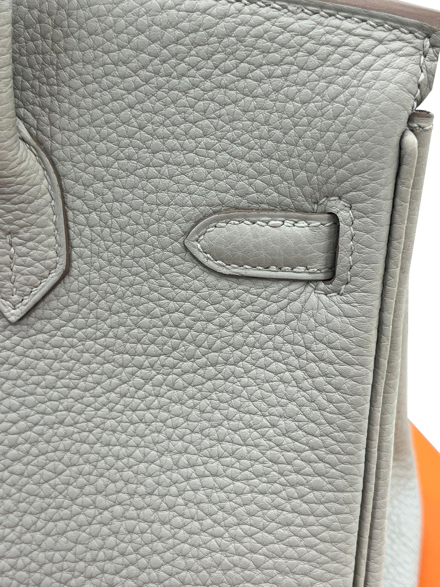 Hermes Birkin 25 Gris Perle Togo Leather With Gold Hardware Handbag For Sale 7