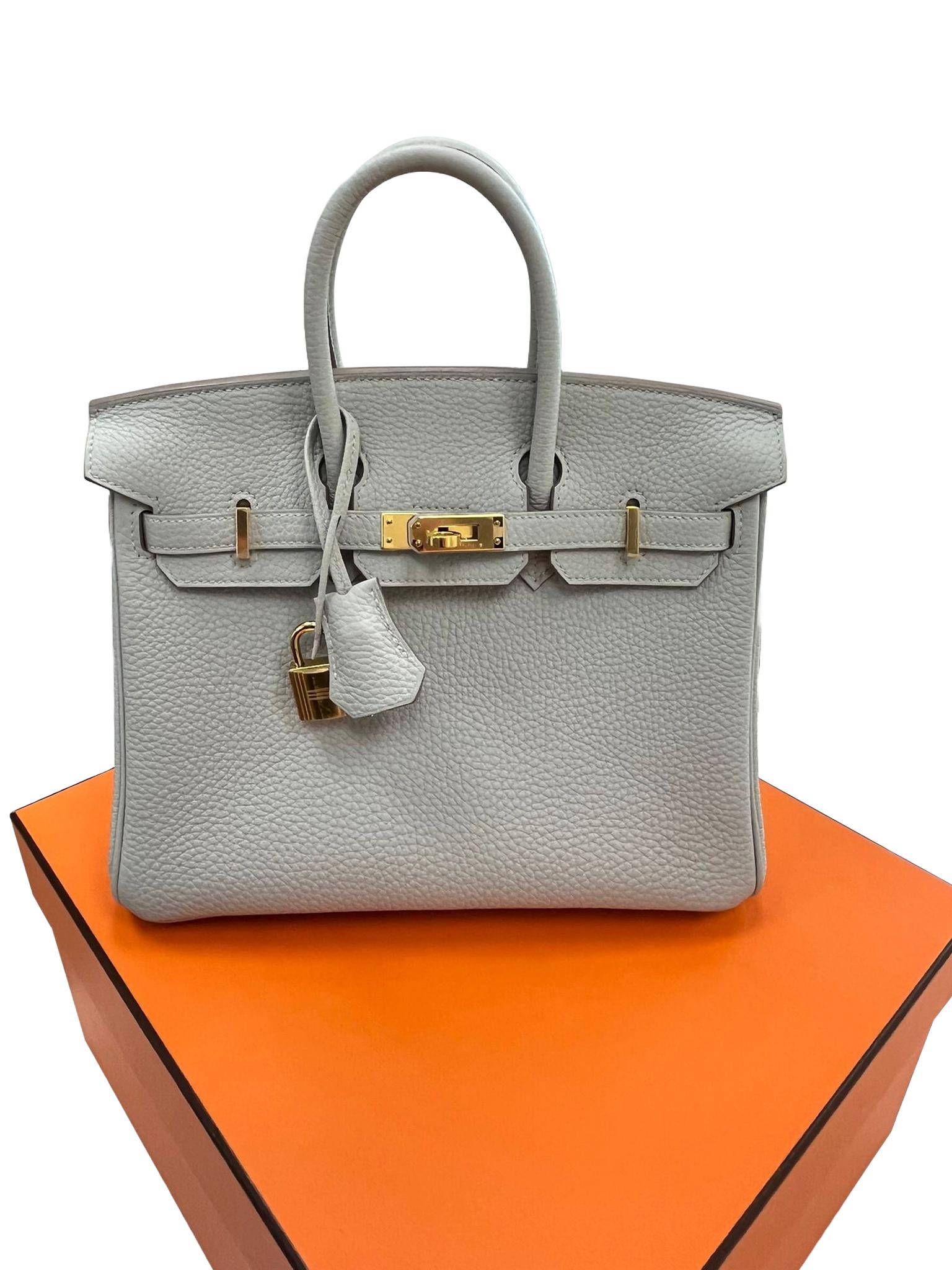 Women's Hermes Birkin 25 Gris Perle Togo Leather With Gold Hardware Handbag For Sale