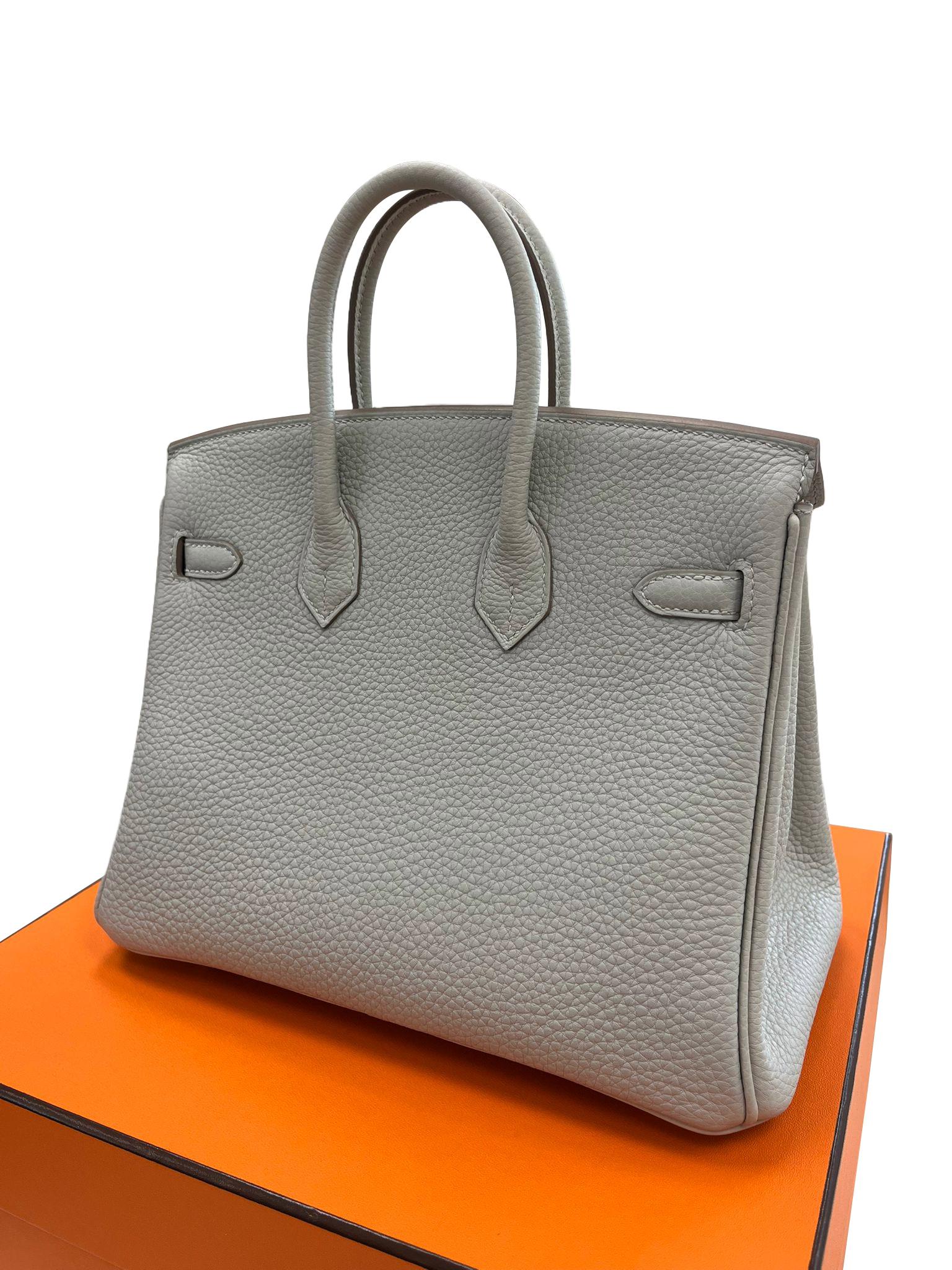Hermes Birkin 25 Gris Perle Togo Leather With Gold Hardware Handbag For Sale 3
