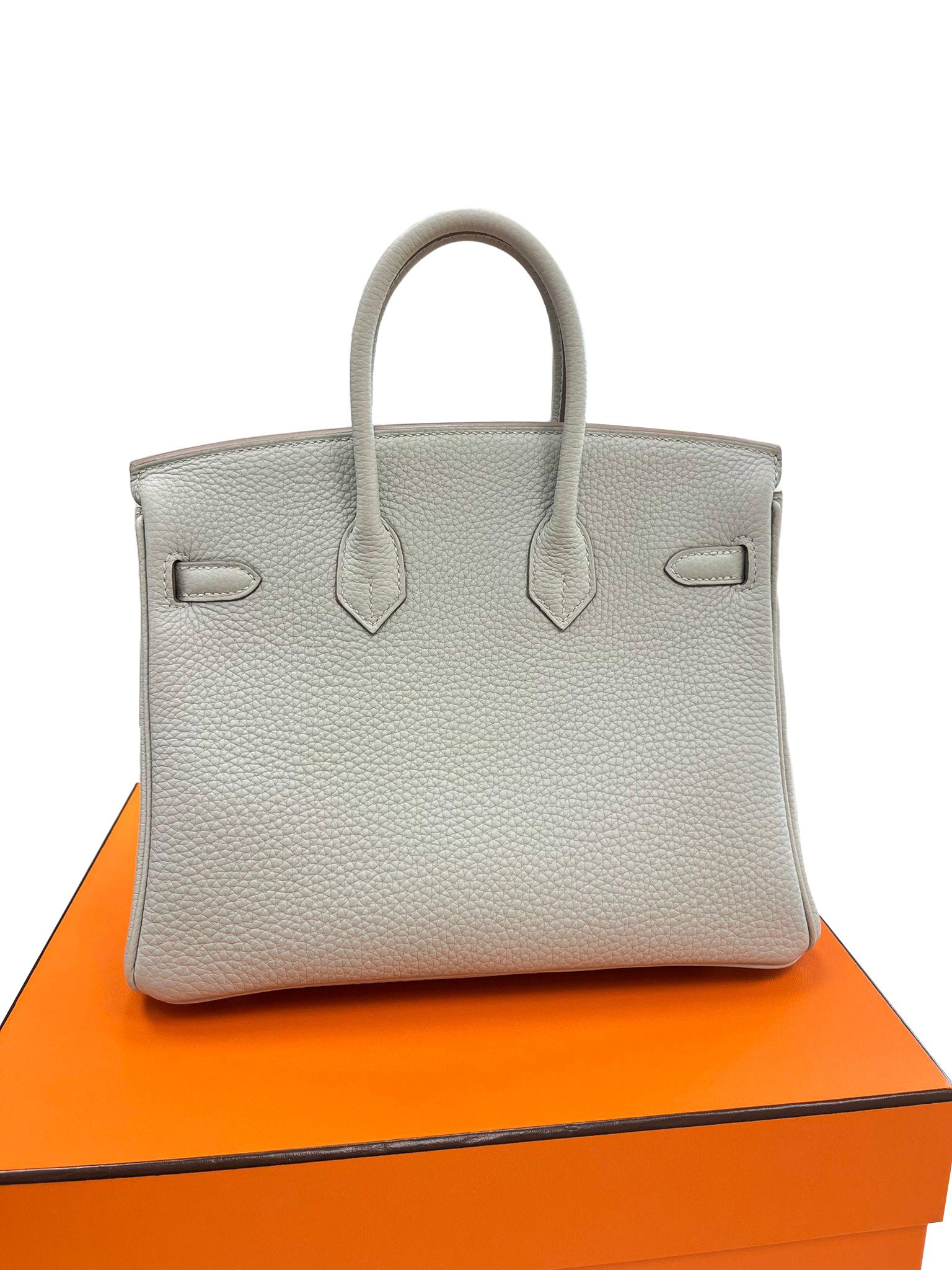Hermes Birkin 25 Gris Perle Togo Leather With Gold Hardware Handbag For Sale 4