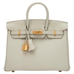 Hermes Birkin 25 Gris Perle Togo Leather With Gold Hardware Handbag