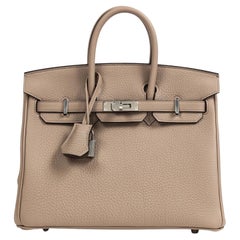 Hermès Birkin 25 Gris Tourterelle Togo Leather With Silver Hardware Handbag