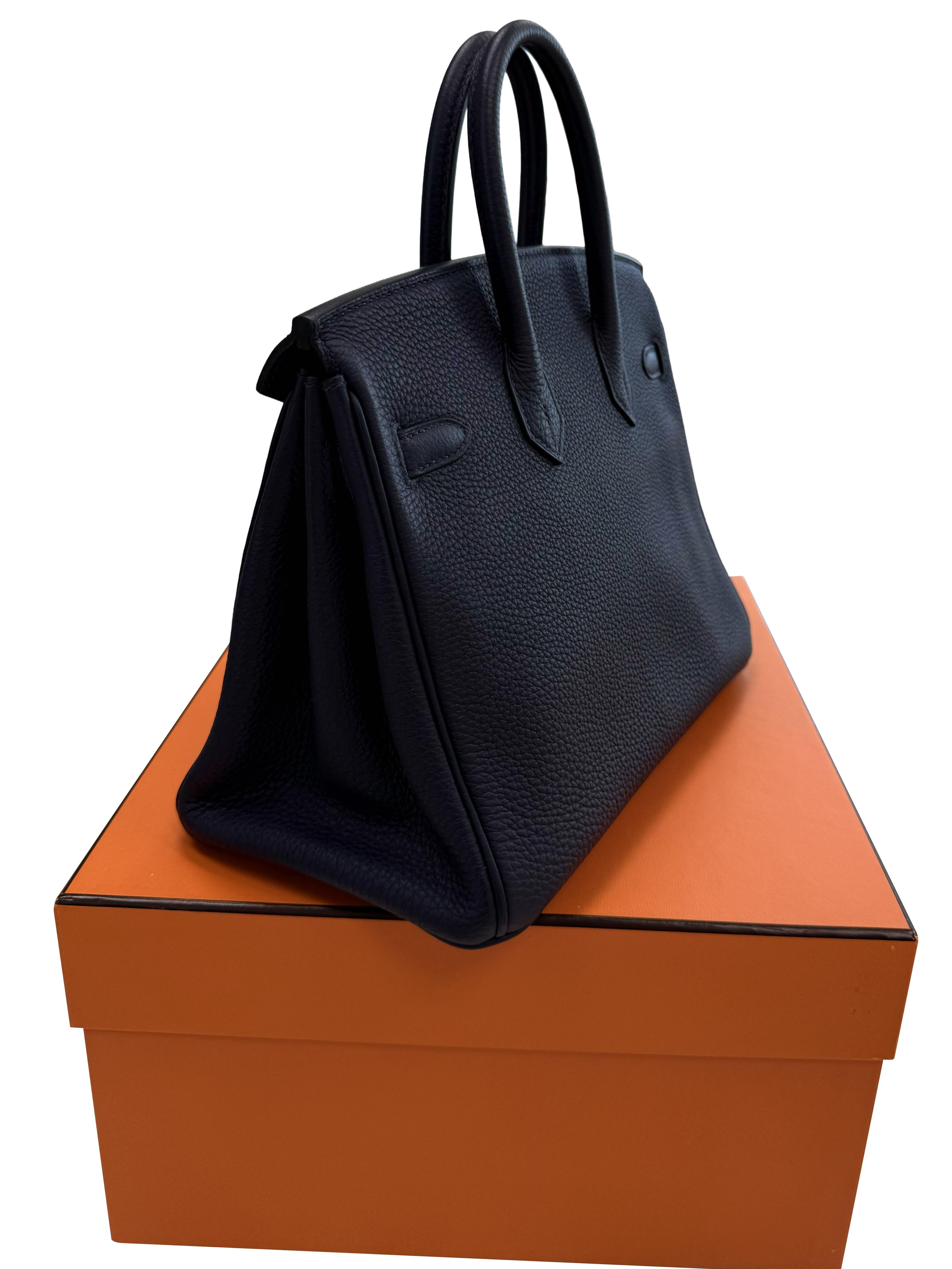 Hermes Birkin 25 Handtasche Blau Togo Leder Handtasche mit Palladium Hardware im Angebot 7