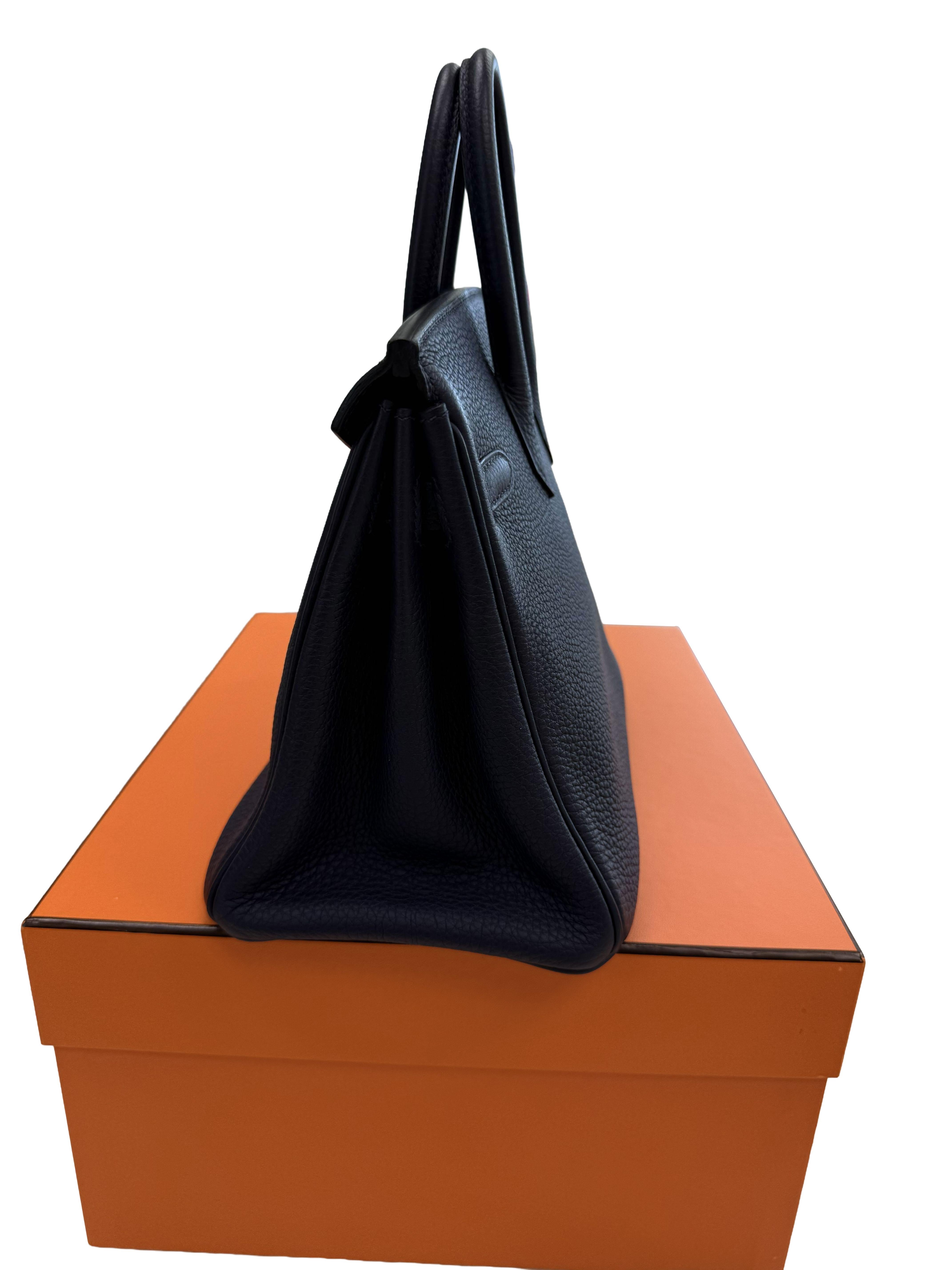 Hermes Birkin 25 Handtasche Blau Togo Leder Handtasche mit Palladium Hardware im Angebot 8