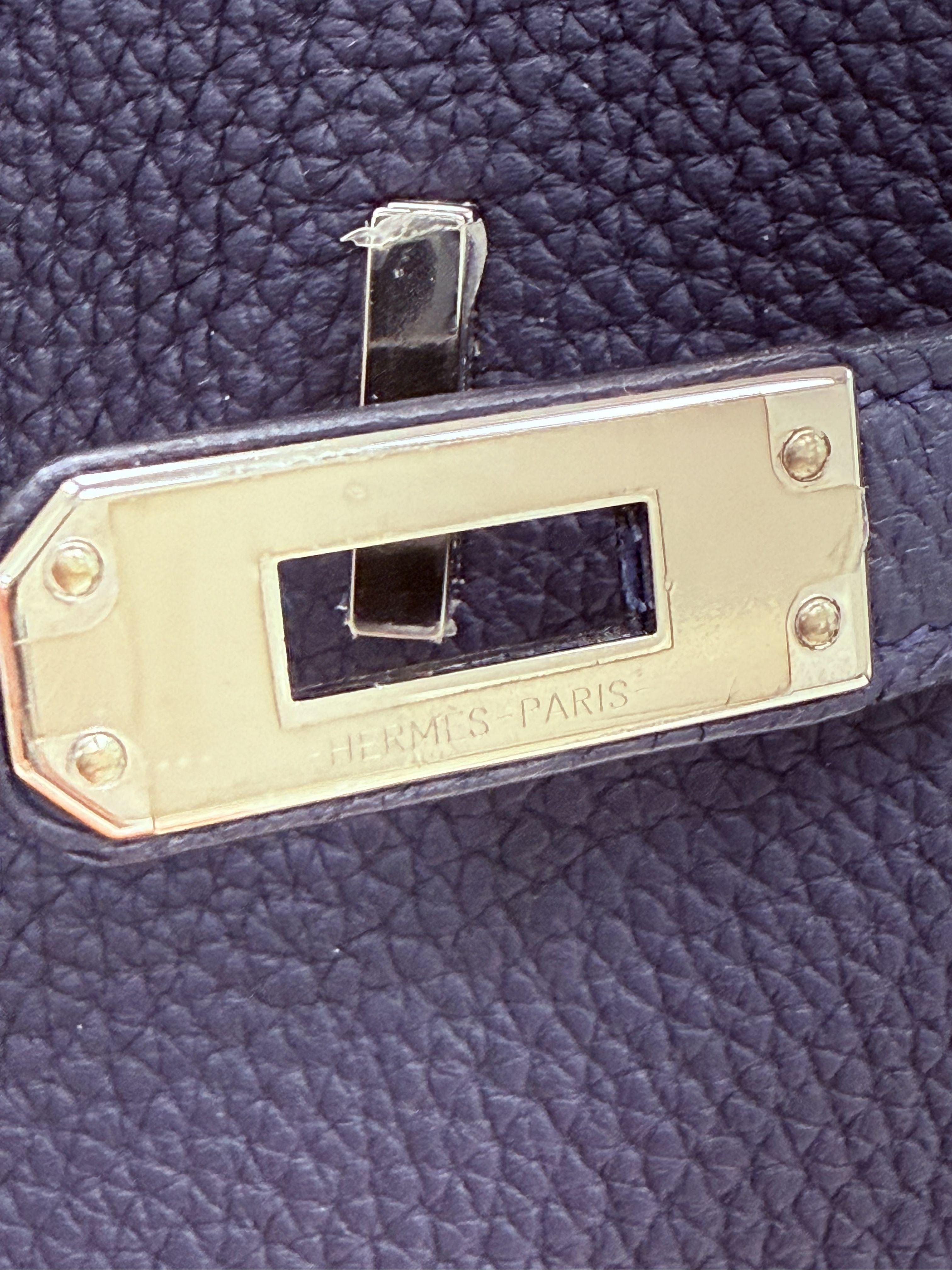 Hermes Birkin 25 Handtasche Blau Togo Leder Handtasche mit Palladium Hardware im Angebot 11