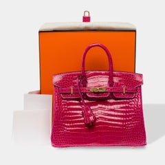 Hermès Birkin 25 Handbag in Rose Mexico Crocodile Leather, 2023 Mint