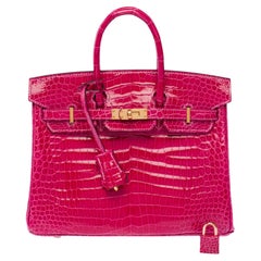 Hermès Birkin 25 Handbag in Rose Mexico Crocodile Leather, 2023 Mint