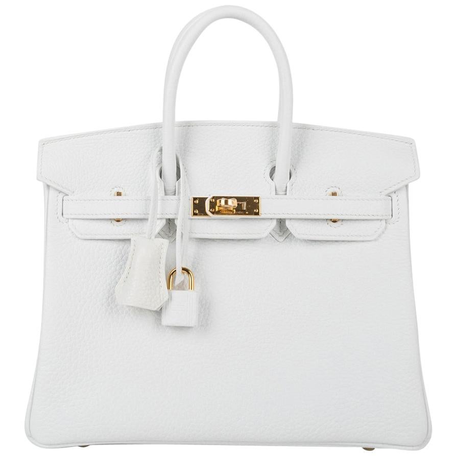 Hermes Birkin 25 HSS Bag White Clemence Gold Hardware nwt