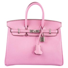 Hermes Birkin Handbag Pink Clemence with Palladium Hardware 30 Pink 21627114