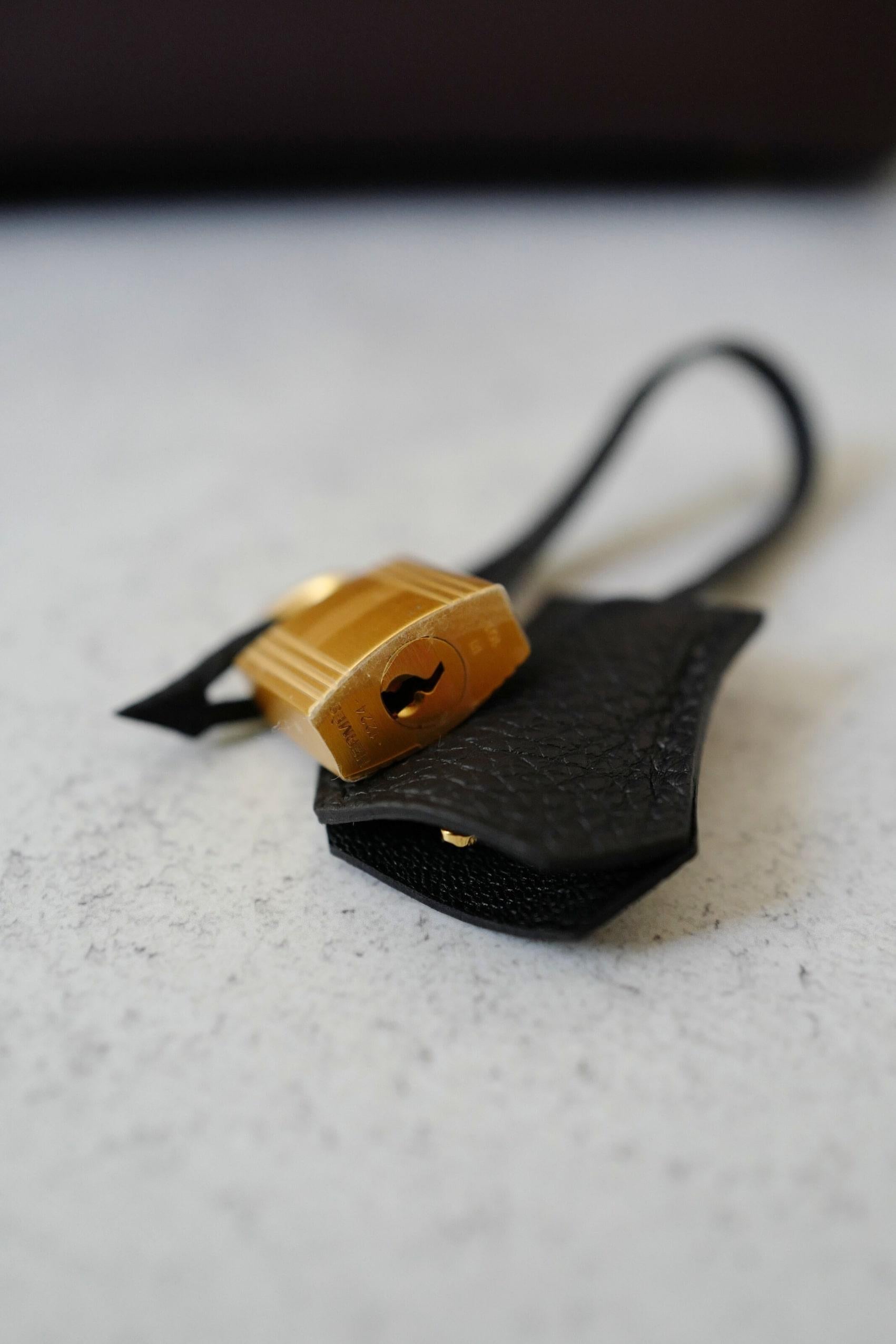 Hermès Birkin 25 HSS Rouge Noir Pelle Togo con Hardware Oro Timbro K in vendita 6