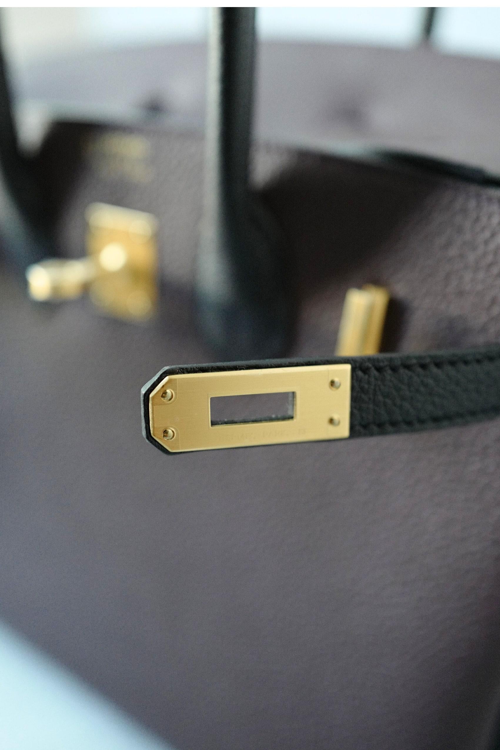 Hermès Birkin 25 HSS Rouge Noir Pelle Togo con Hardware Oro Timbro K in vendita 10