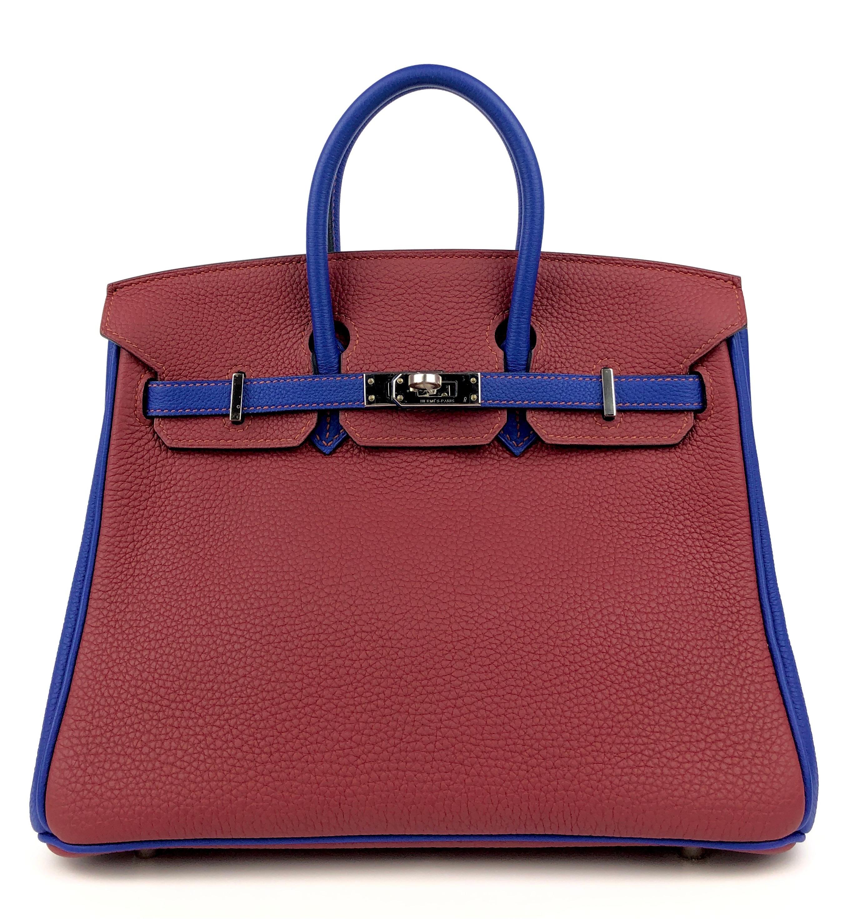 As New, Hermes Birkin 25 HSS Special Order Bi-Color ROUGE H Red Blue Electric Togo Palladium Hardware. As New, From collectors closet. Bag has been displayed and handled but never worn out. 

Shop with Confidence from Lux Addicts. Authenticity