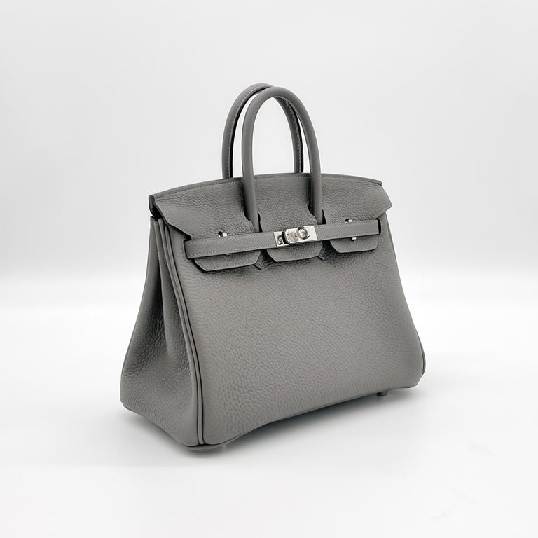 Birkin 25 leather handbag Hermès Grey in Leather - 35026566
