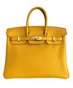 Hermes Birkin 25 Jaune Ambre Yellow Togo Leather Gold Hardware