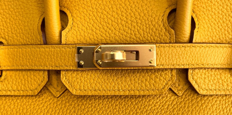 Hermes Birkin 25 Jaune Ambre Yellow Togo Leather Gold Hardware For Sale at  1stDibs