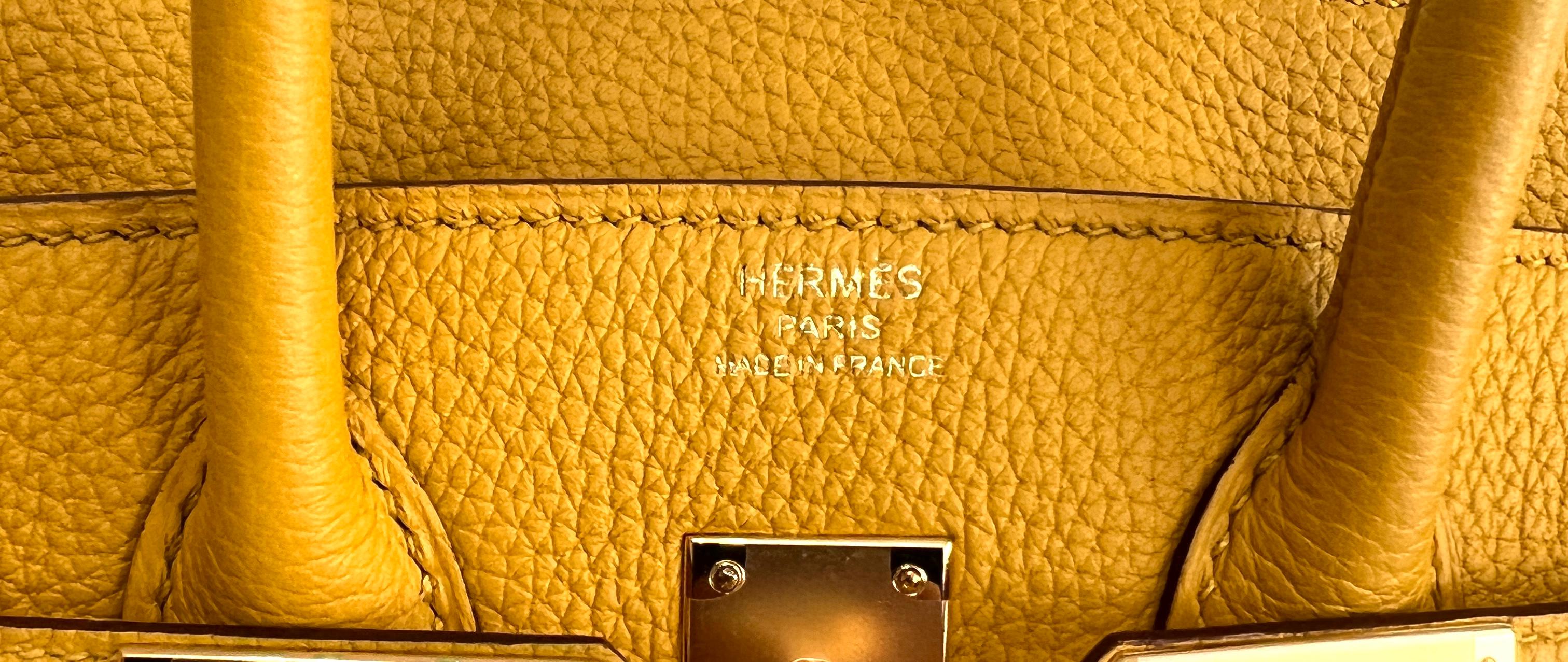 Orange Hermes Birkin 25 Jaune Ambre Yellow Togo Leather Gold Hardware