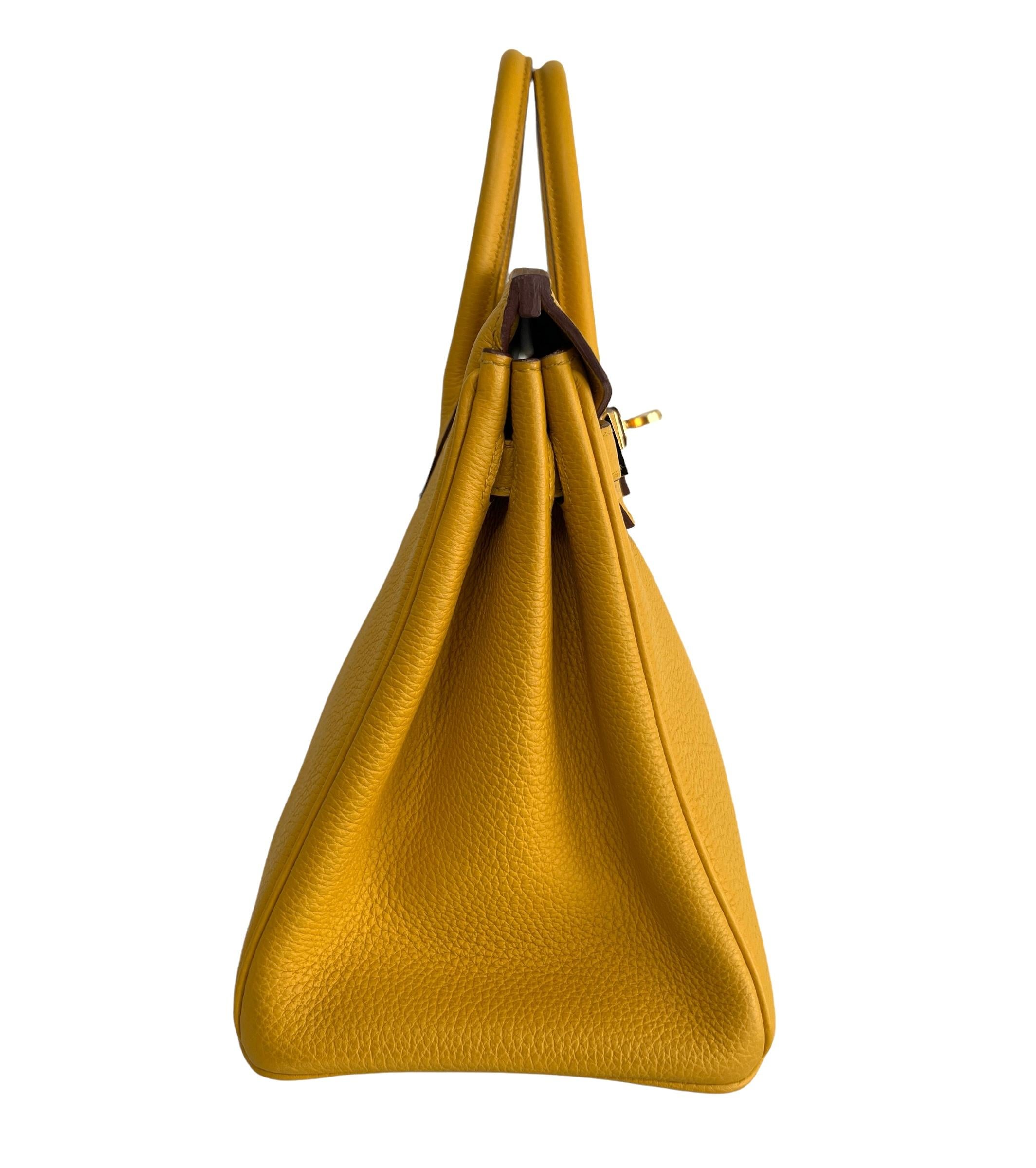 Women's or Men's Hermes Birkin 25 Jaune Ambre Yellow Togo Leather Gold Hardware