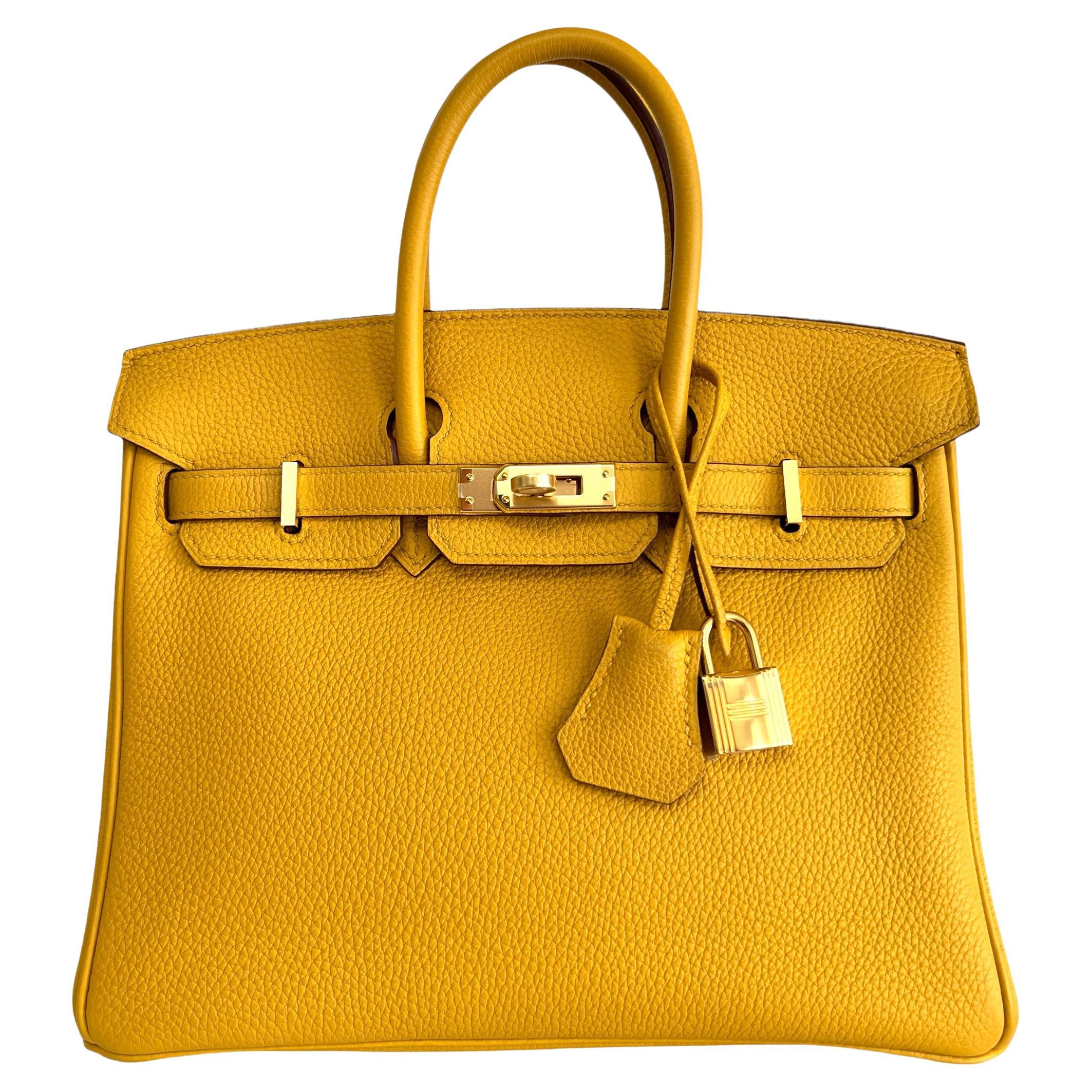 Hermes Birkin 25 Jaune Ambre Yellow Togo Leather Gold Hardware