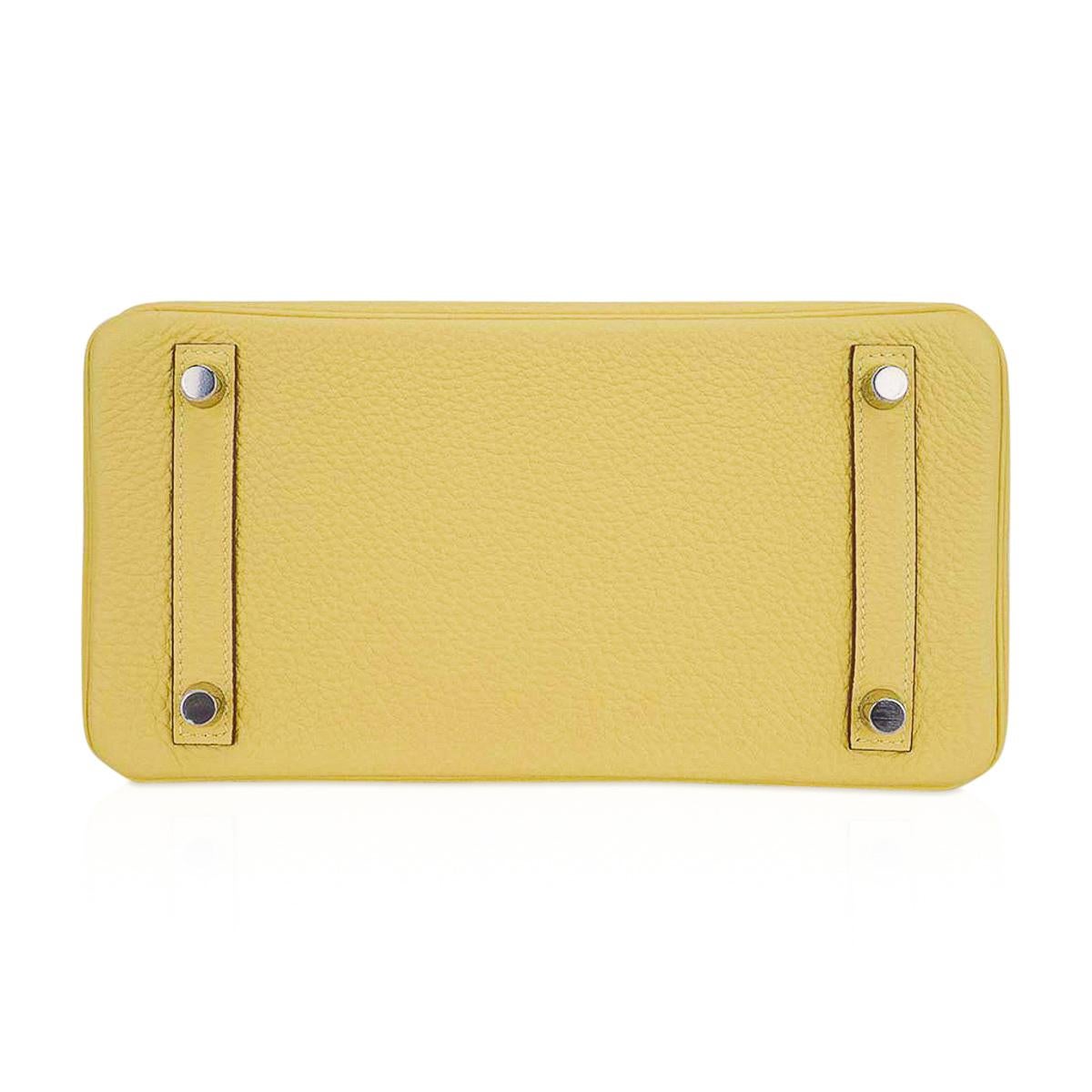 Hermes Birkin 25 Jaune Poussin Borsa Palladium Hardware Pelle Togo in vendita 4