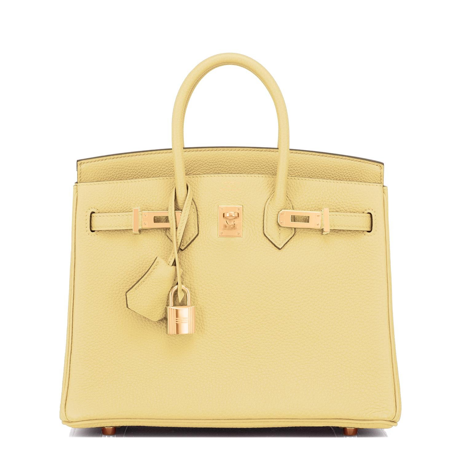 Sac Hermès Birkin 25 jaune Poussin Togo finitions métalliques en or jaune estampillé Z, 2021 6