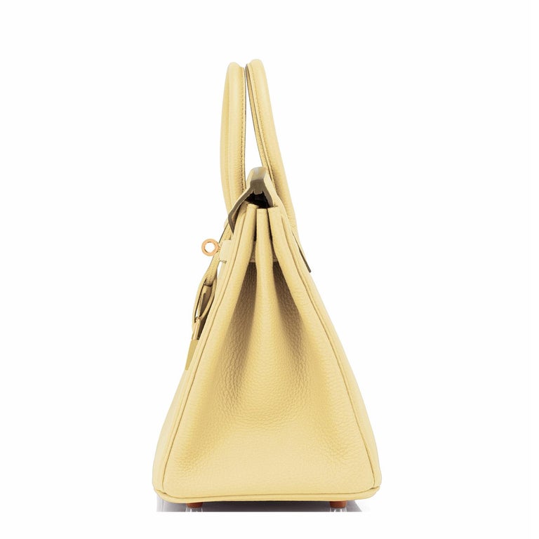 Women's Hermes Birkin 25 Jaune Poussin Togo Yellow Gold Hardware Bag Z Stamp, 2021 For Sale