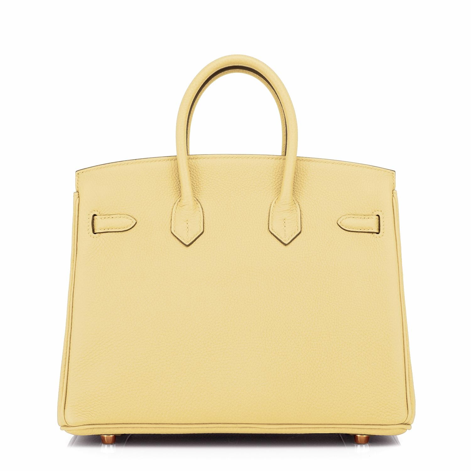 Orange Hermes Birkin 25 Jaune Poussin Togo Yellow Gold Hardware Bag Z Stamp, 2021 For Sale