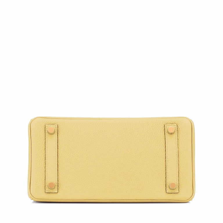 Hermes Birkin 25 Jaune Poussin Togo Yellow Gold Hardware Bag Z Stamp, 2021 For Sale 2