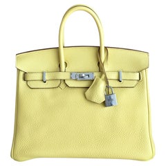 Hermes Birkin 25 Jaune Poussin Yellow Togo Leather  Top Handle Bag
