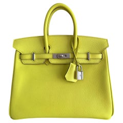 Hermes Birkin 25 Lime Epsom Leather Palladium Hardware