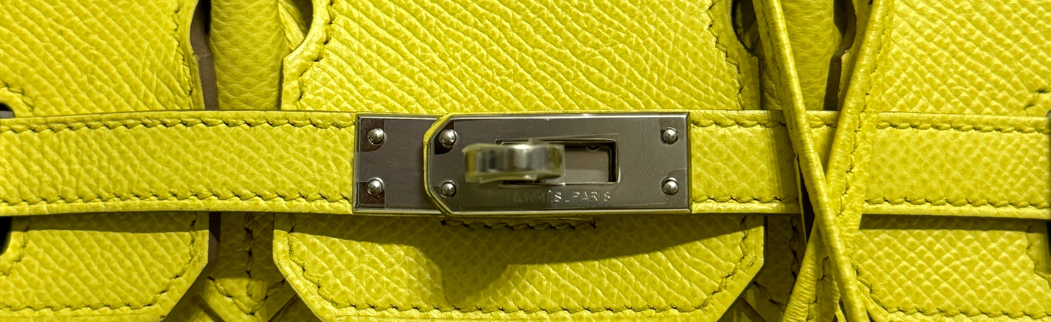 Hermes Birkin 25 Lime Yellow Epsom Leather Palladium Hardware 1