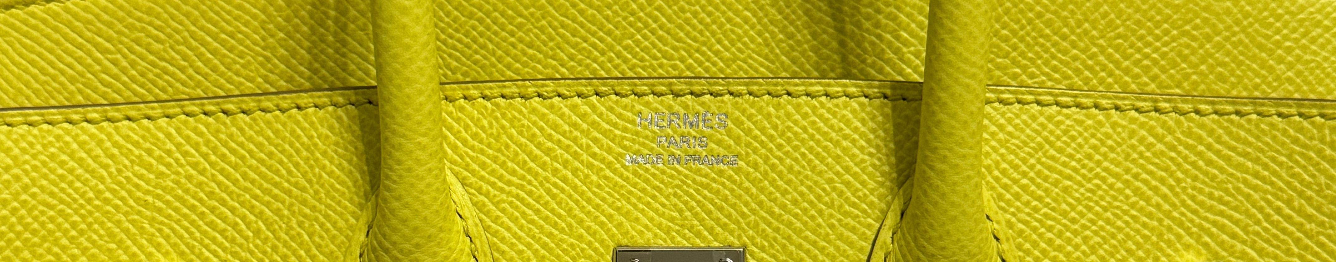Hermes Birkin 25 Lime Yellow Epsom Leather Palladium Hardware 2
