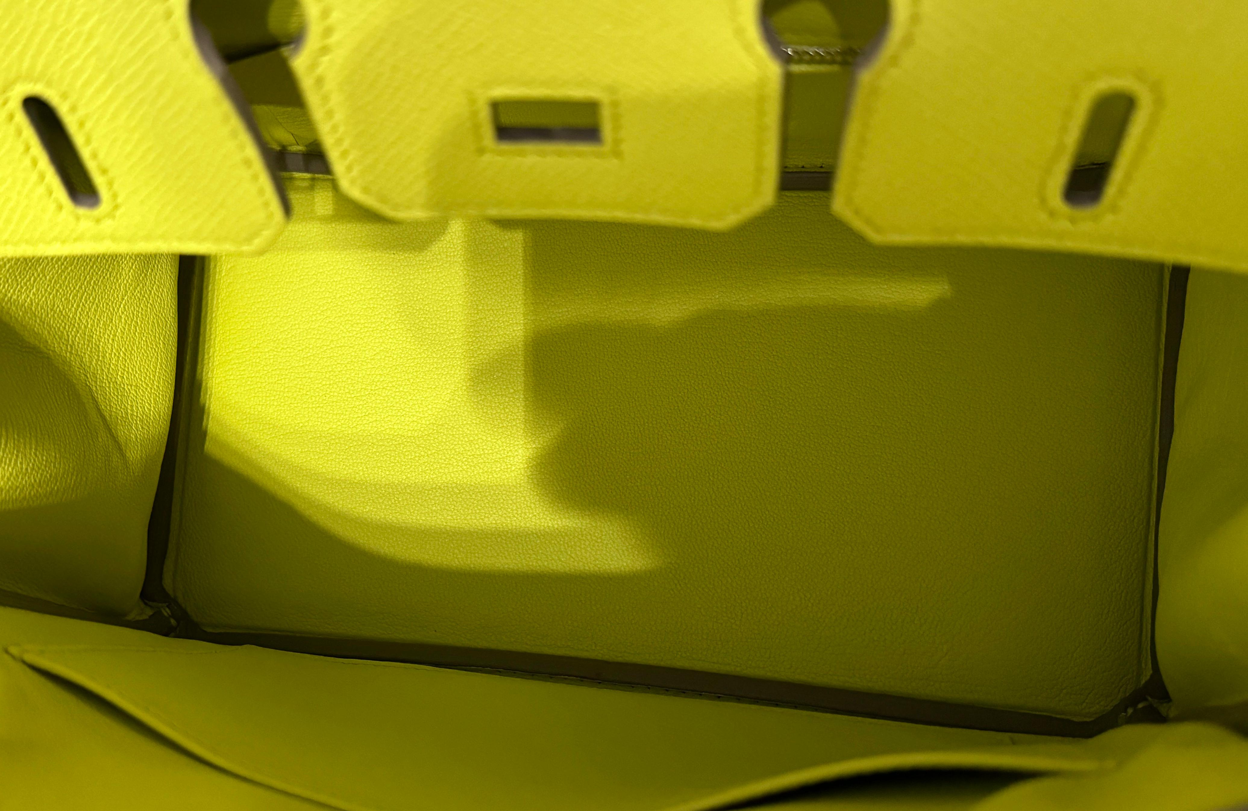 Hermes Birkin 25 Lime Yellow Epsom Leather Palladium Hardware 3