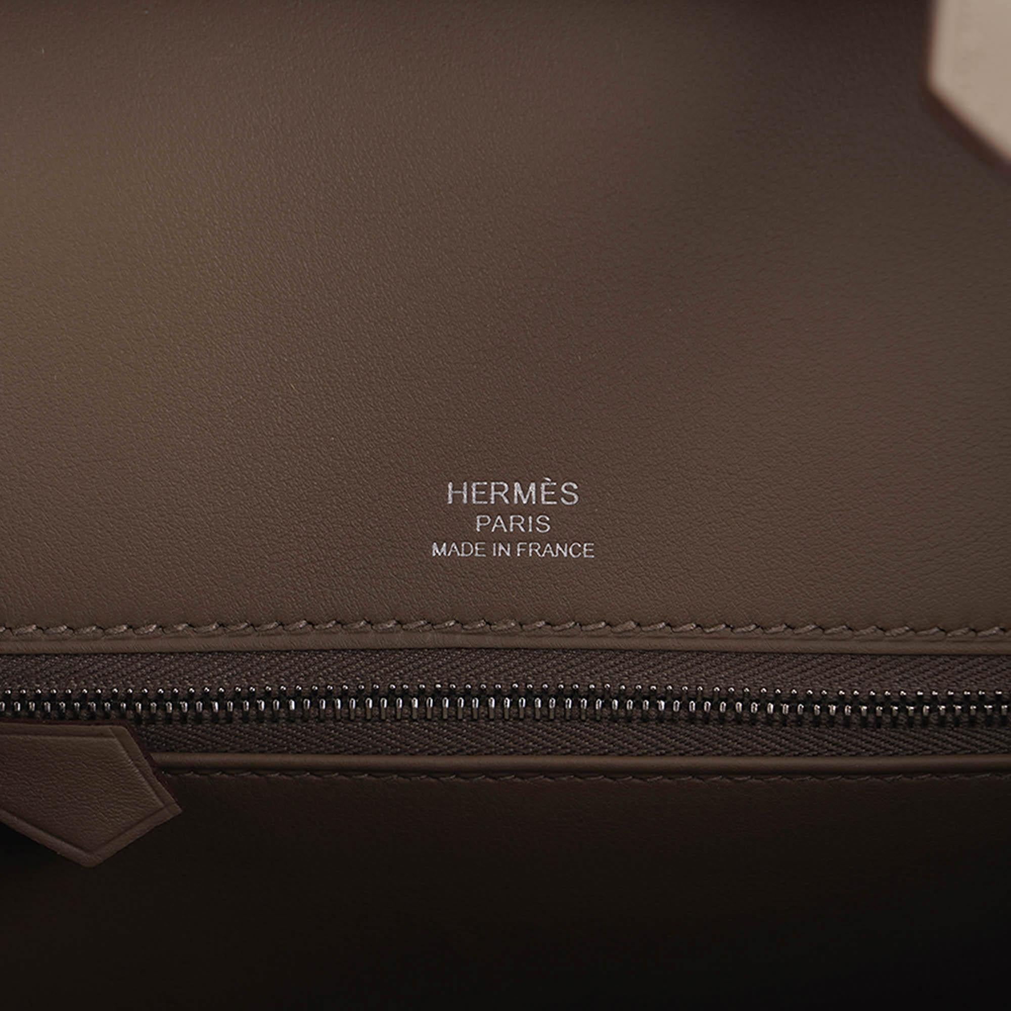 Hermes Birkin 25 Limited Edition Grizzly Gris Caillou Etoupe Swift Leather Bag en vente 6