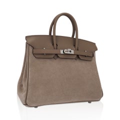 Hermes Birkin 25 Limited Edition Grizzly Gris Caillou Etoupe Swift Leather Bag