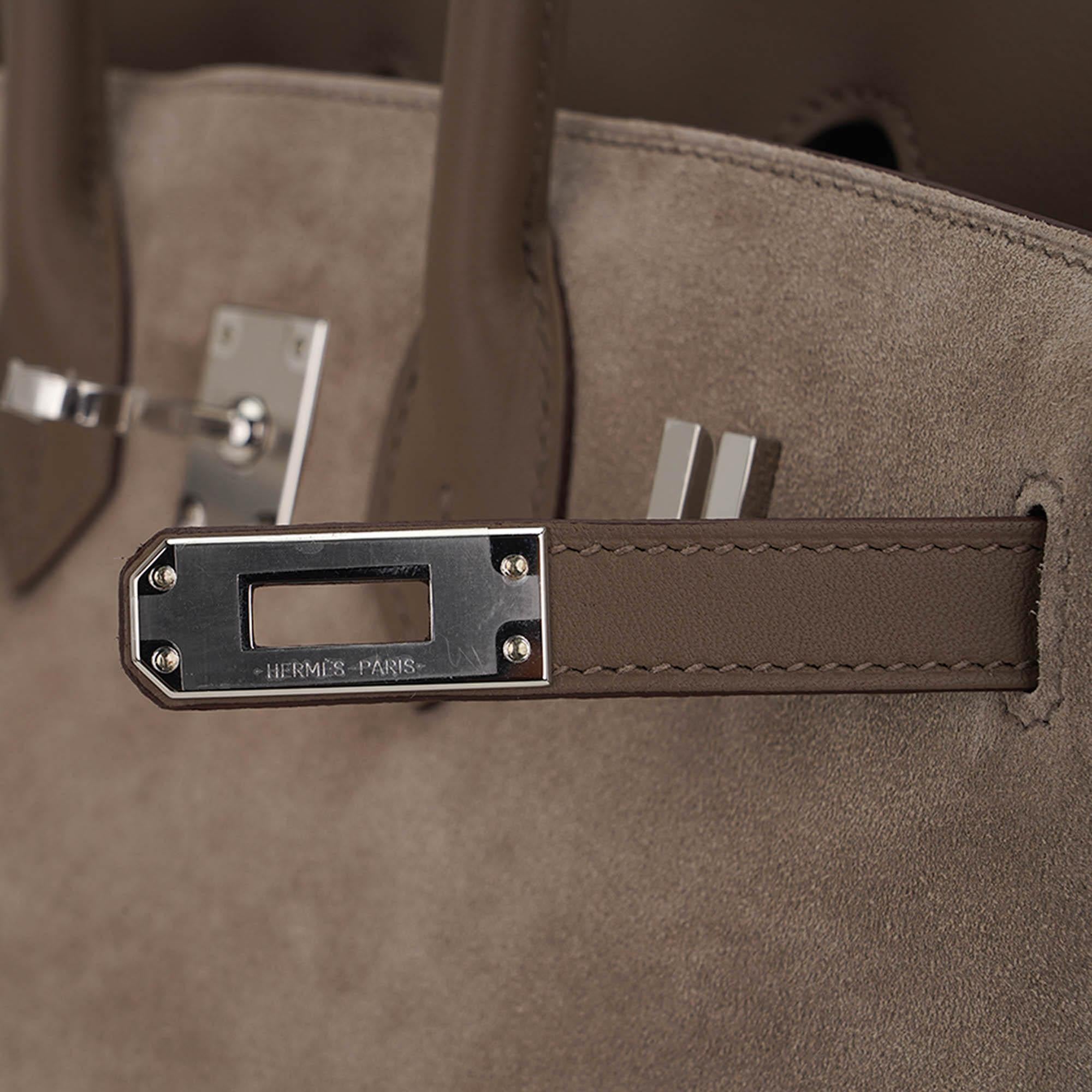 Donna Hermes Birkin 25 Edizione Limitata Grizzly Gris Caillou Etoupe Swift Borsa in Pelle in vendita