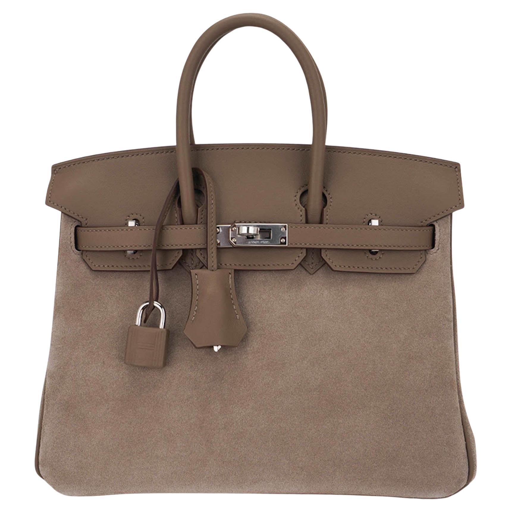 Hermes Birkin 25 Limited Edition Grizzly Gris Caillou Etoupe Swift Leather Bag For Sale