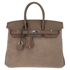 Hermes Birkin 25 Limited Edition Grizzly Gris Caillou Etoupe Swift Ledertasche