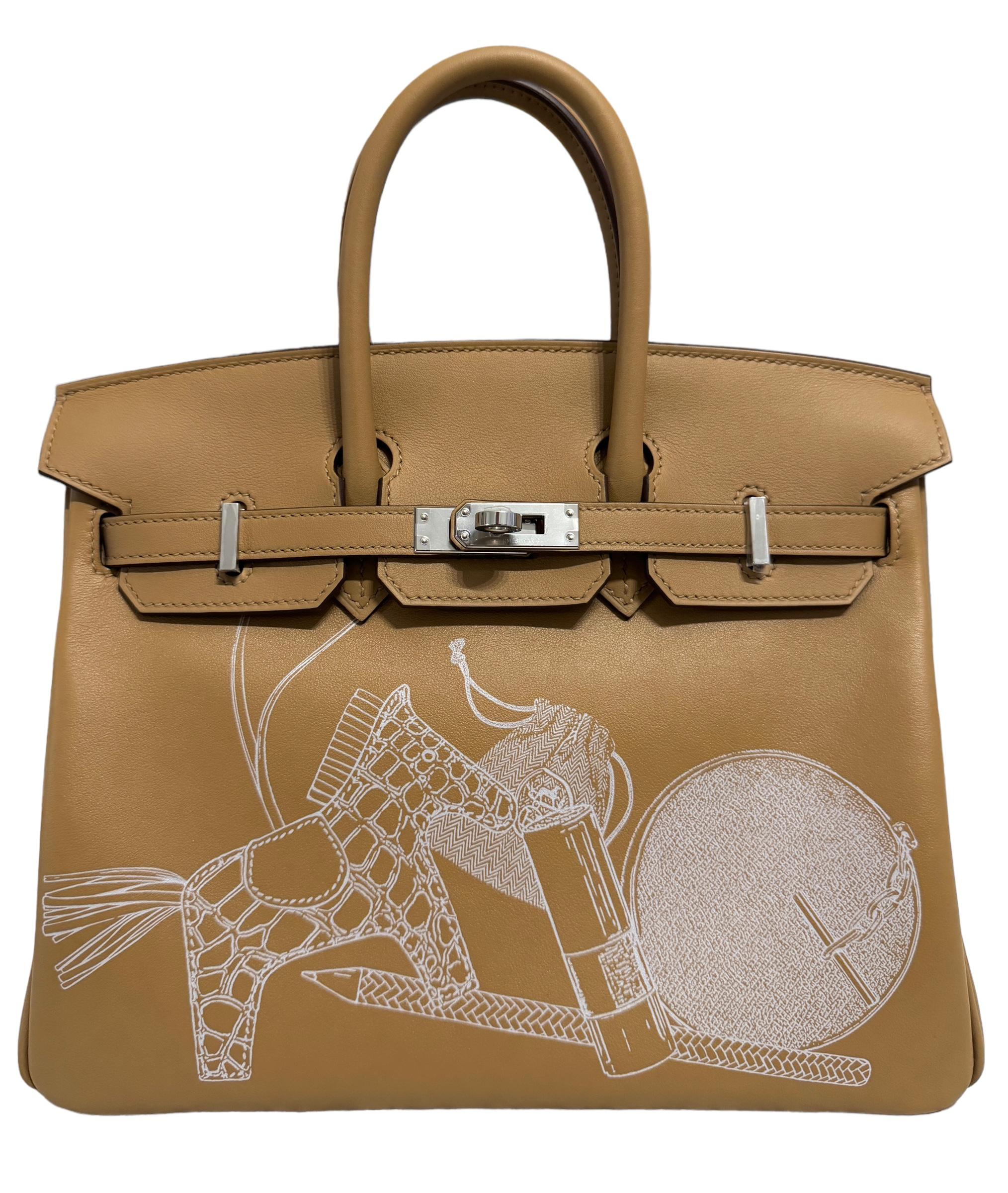 Absolutely Stunning LIMITED EDITION and One The Most Coveted and Difficult to get Hermes Combos! New 2023 Hermes Birkin 25 In and Out Biscuit Leather complimented by Palladium Hardware. New B Stamp 2023. Includes all accessories and Limited Edition